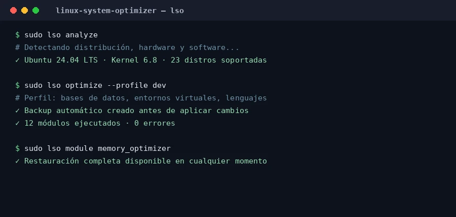 Linux System Optimizer - herramienta de línea de comandos