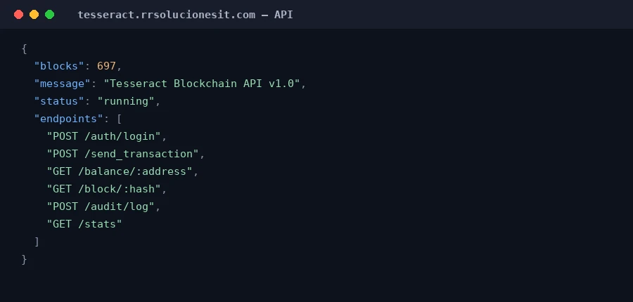 Tesseract - Blockchain API
